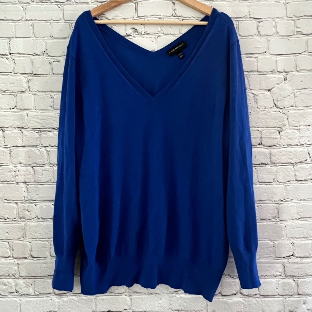 Lane Bryant Size 22/24 Royal Blue Double V-Neck Lightweight Career Sweater